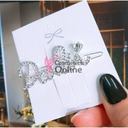 Clema pentru par metalica AGF041 - Argintiu cu strasuri